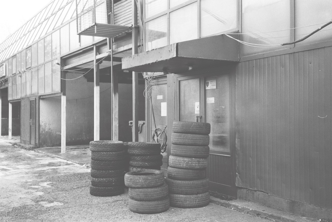 Former factory, now car repair shop